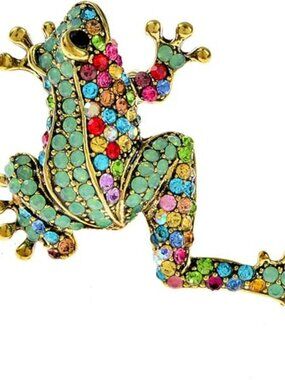 New Colorful Frog Brooch Pin Exaggerated Animal Rhinestones Jewelry Elegant